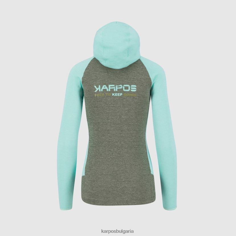 руно| мащерка/аква небе Жени Karpos camoscio с качулка с цял цип FZ08Z1120