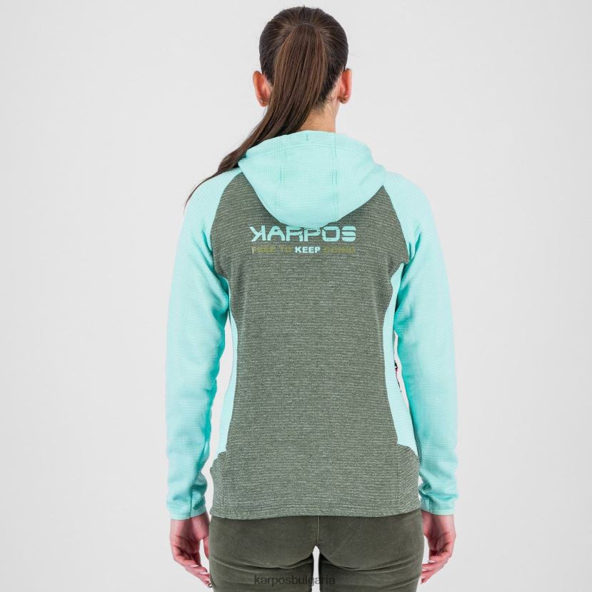 руно| мащерка/аква небе Жени Karpos camoscio с качулка с цял цип FZ08Z1120