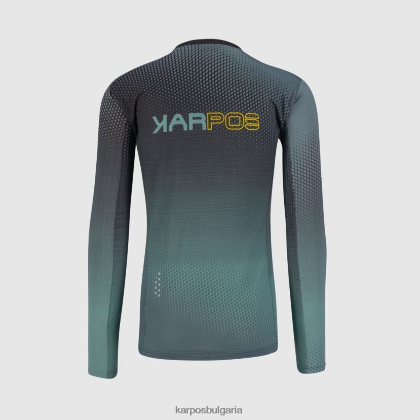 тениска| черно/северноатлантическо/лимонено извивка мъже Karpos val di dentro фланелка ls FZ08Z321